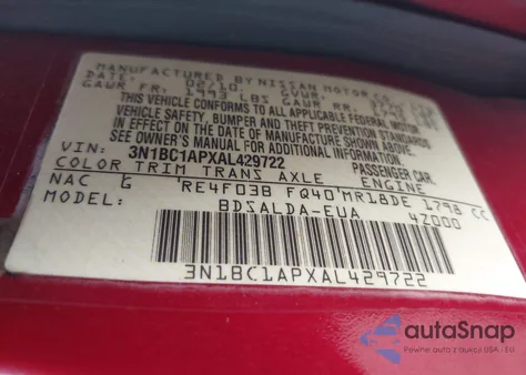 2010 Nissan Versa 1.8S из США, поврежденный, VIN 3N1BC1APXAL429722